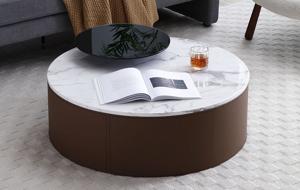 Стол журнальный Paloma (90), мрамор/коричневый - фото 2