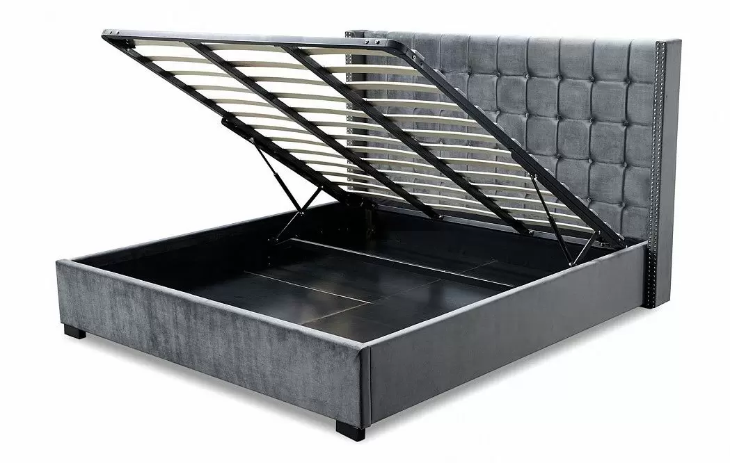 Кровать с подъемным механизмом Vivien 160x200, серый - фото 3