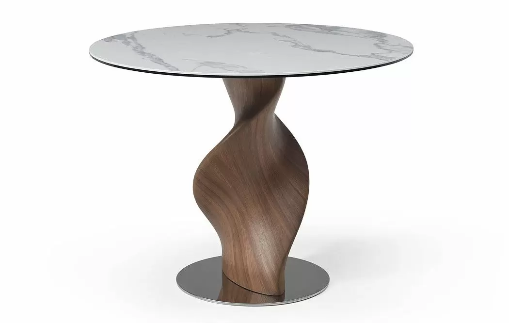 Стол Niagara 120, белая керамика/орех