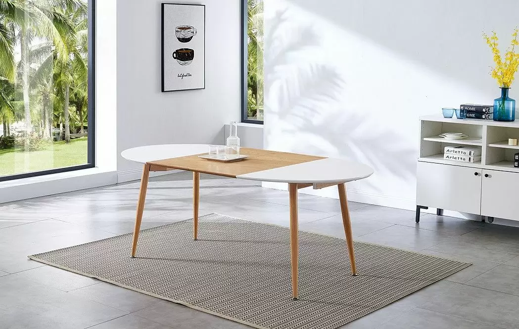 Стол раскладной Margaret 120-200, белый/светлое дерево - фото 4