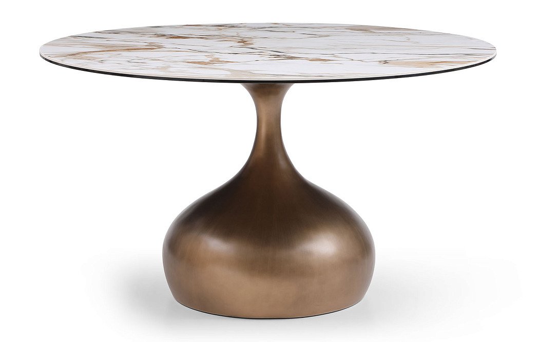 Стол Ariel 135, белая керамика/бронза