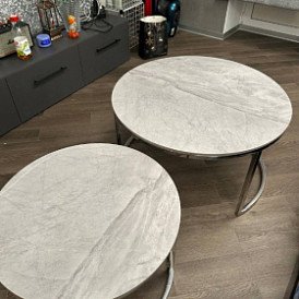 Набор из 2-х столов журнальных Nocturne, белая керамика/золото