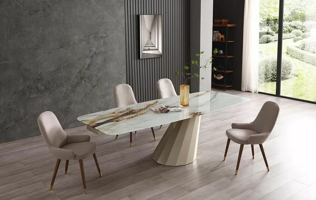 Стол раскладной Allegra 180-260, стекло 3D/шампань - фото 4