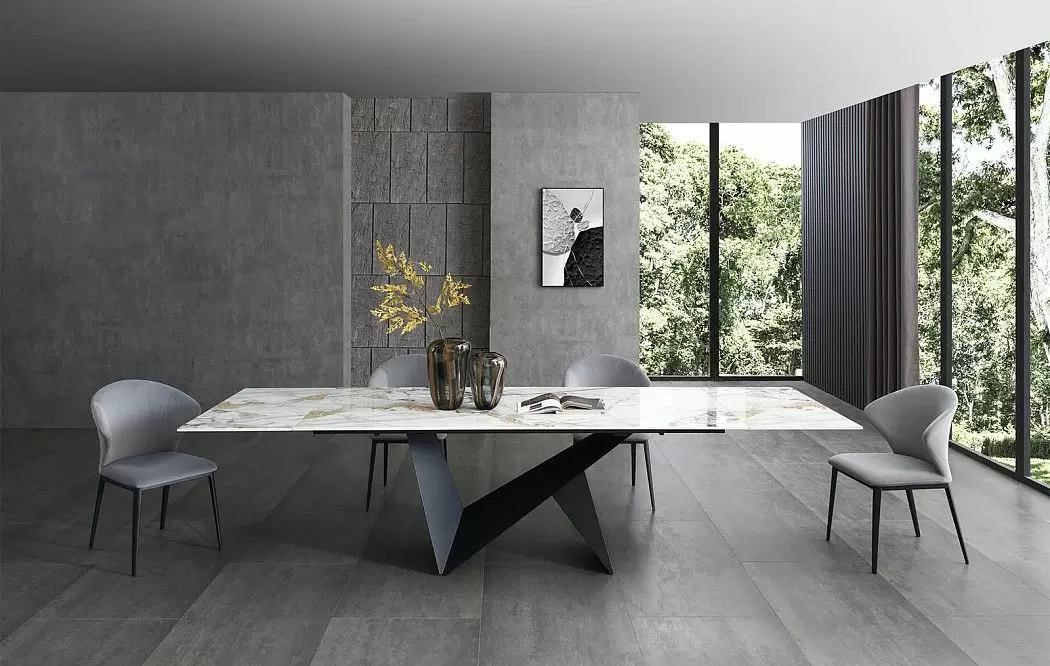 Стол раскладной Portofino Black 160-240, светлая керамика/черный - фото 6