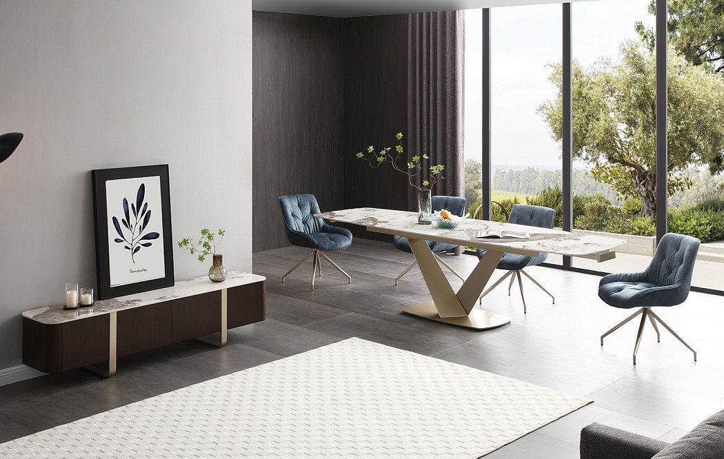 Стол раскладной Victoria 140-200, светлая керамика/шампань - фото 18