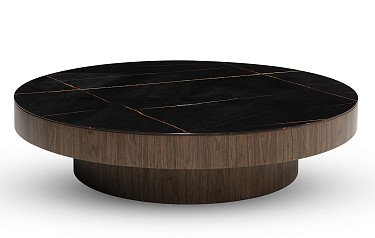 Стол журнальный Pond (120), черное мраморное стекло/орех