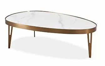 Стол журнальный Zelda (110), белый камень/бронза