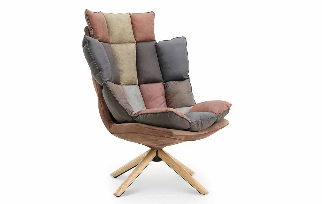 Кресло и оттоманка в стиле Husk, коричневый пэчворк - фото 3