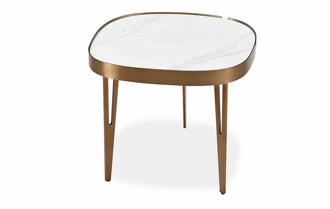 Стол журнальный Zelda (55), белый камень/бронза