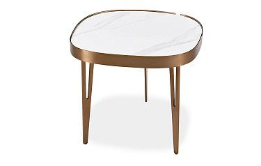 Стол журнальный Zelda (55), белый камень/бронза