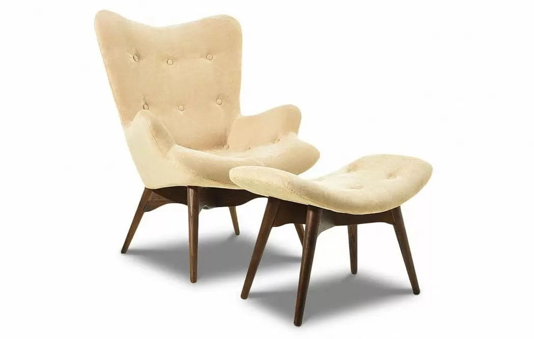 Кресло с оттоманкой Contour, бежевый/темно-коричневый