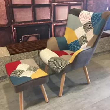 Кресло с оттоманкой Hygge, пэчворк/натуральный IMG-20200304-WA0031