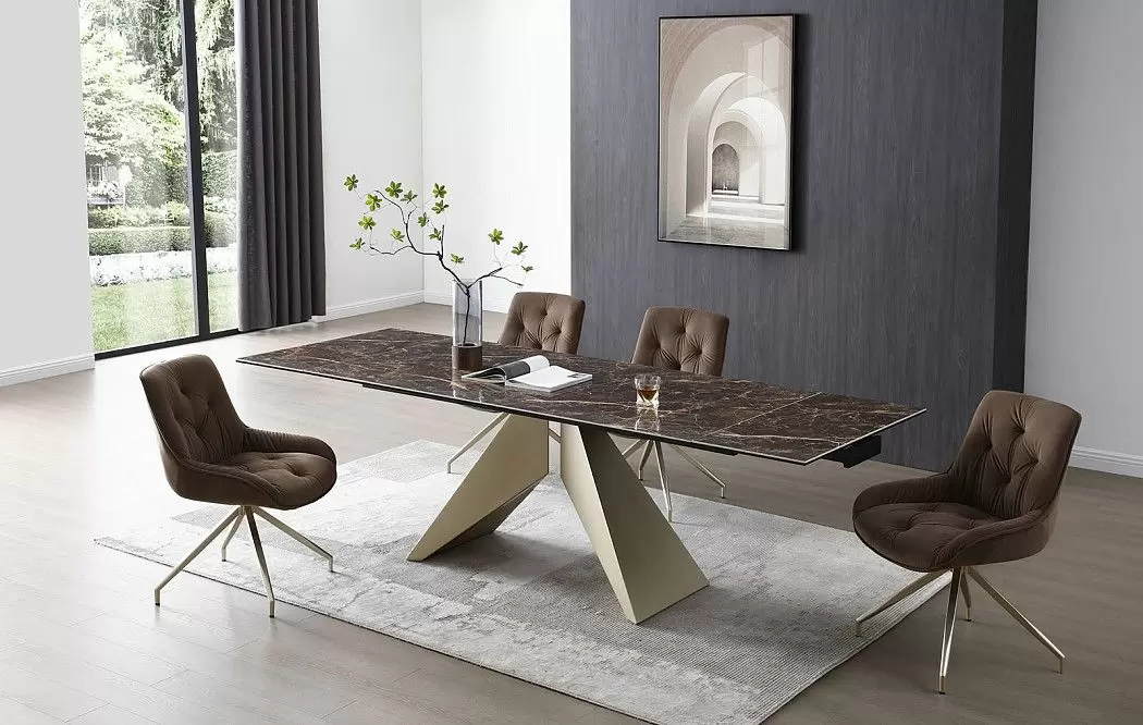 Стол раскладной Luxor 180-260, коричневая керамика/шампань - фото 2