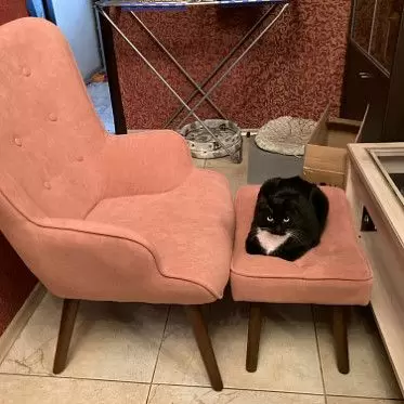 Кресло с оттоманкой Hygge, коралловый/орех