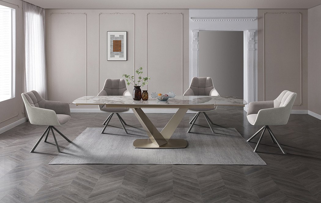 Стол раскладной Victoria 140-200, светлая керамика/шампань - фото 20