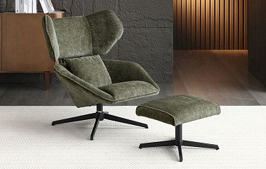 Кресло и оттоманка Boston, темно-зеленый