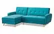 Диван-кровать Riviera угловой левый + оттоманка, бирюзовый цвет