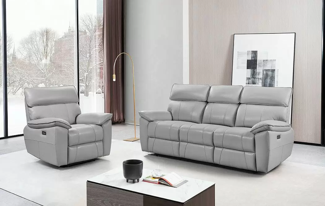 Диван-реклайнер Allison 3-х местный, светло-серый - фото 4