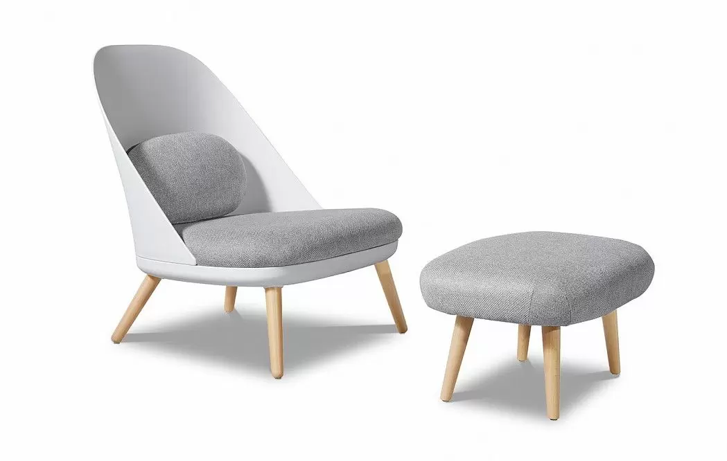 Кресло с банкеткой Joanna, белый/серый