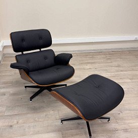 Комплект кресло и оттоманка Eames Lounge, черный/орех