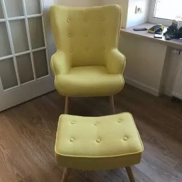 Кресло с оттоманкой Hygge, желтый/натуральный