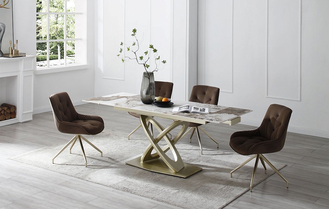 Стол раскладной Luisa 160-240, светлая керамика/шампань - фото 5