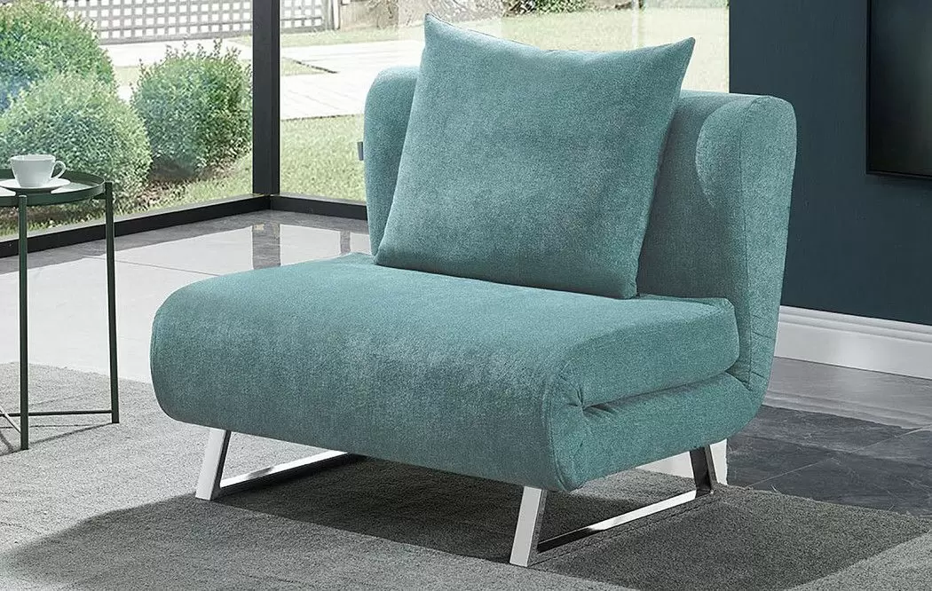 Кресло-кровать Rosy, бирюзовый/хром
