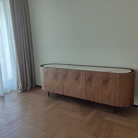 Буфет Angelica, белая керамика/орех