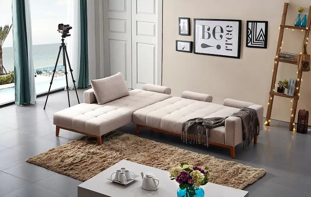 Диван-кровать Summer угловой (левый), бежевый - фото 18