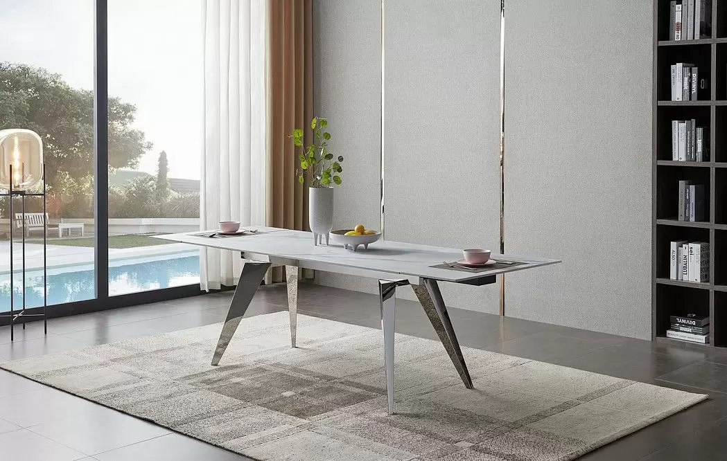 Стол раскладной Ramses 160-230, белый мрамор/хром - фото 3