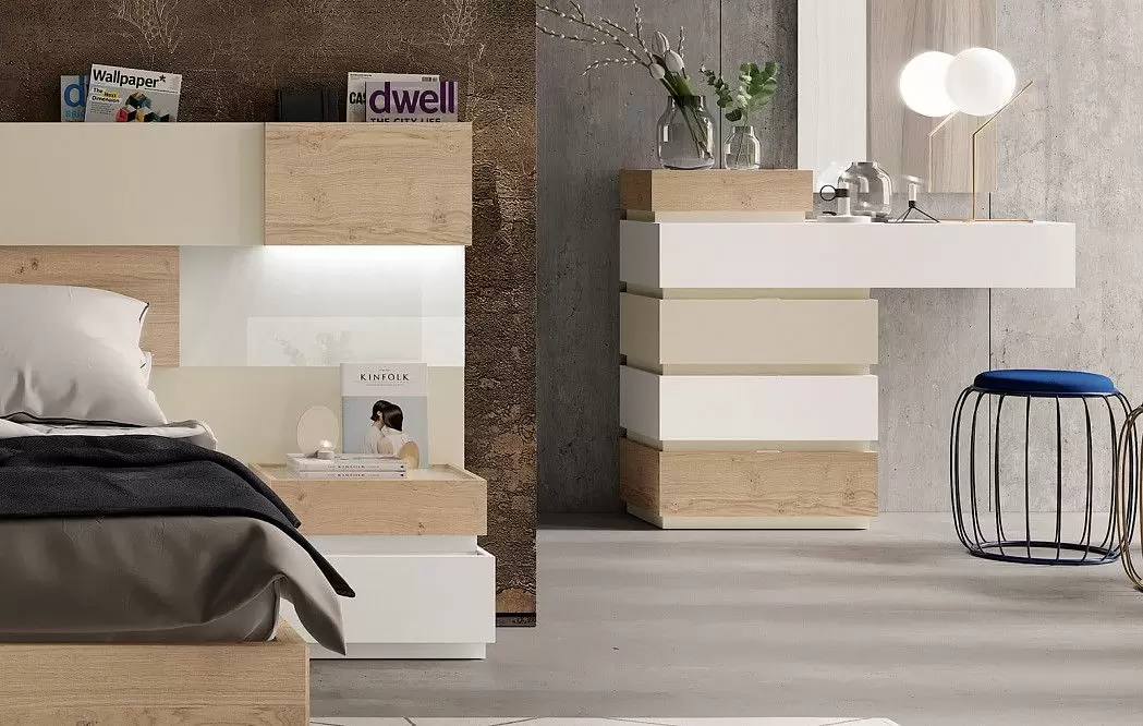 Комплект из кровати Print Inglete 180x200 и 2х тумб Top, дуб/белый - фото 14