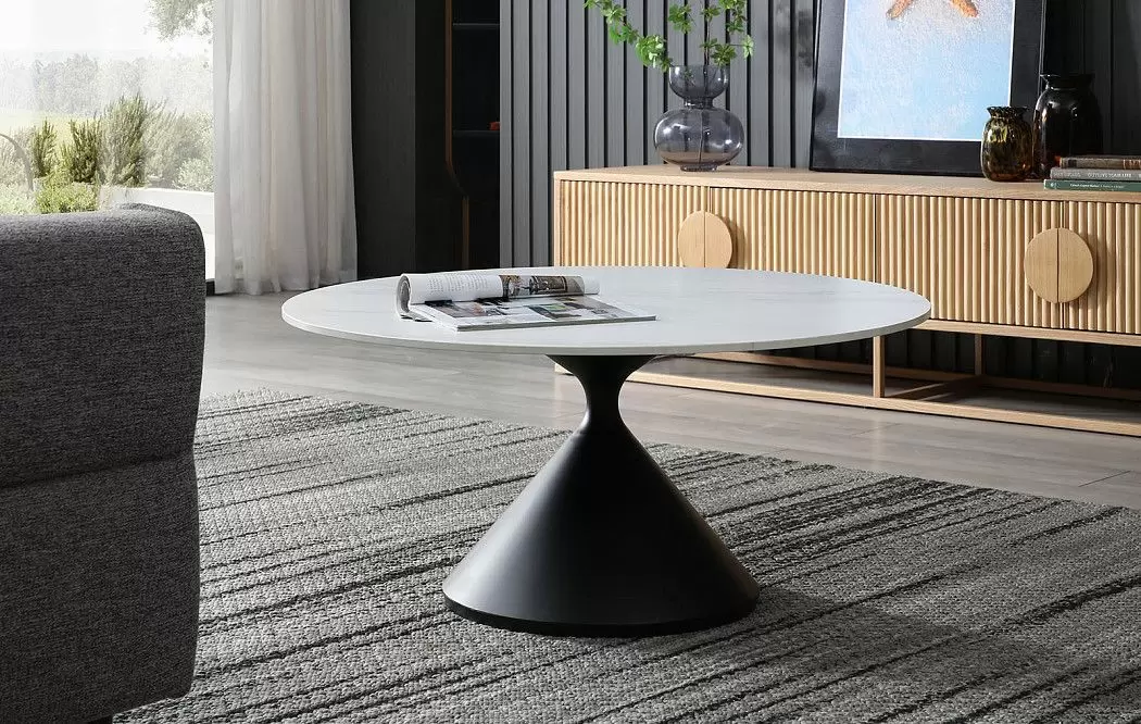 Стол журнальный Sanremo (90), белая керамика/черный - фото 3