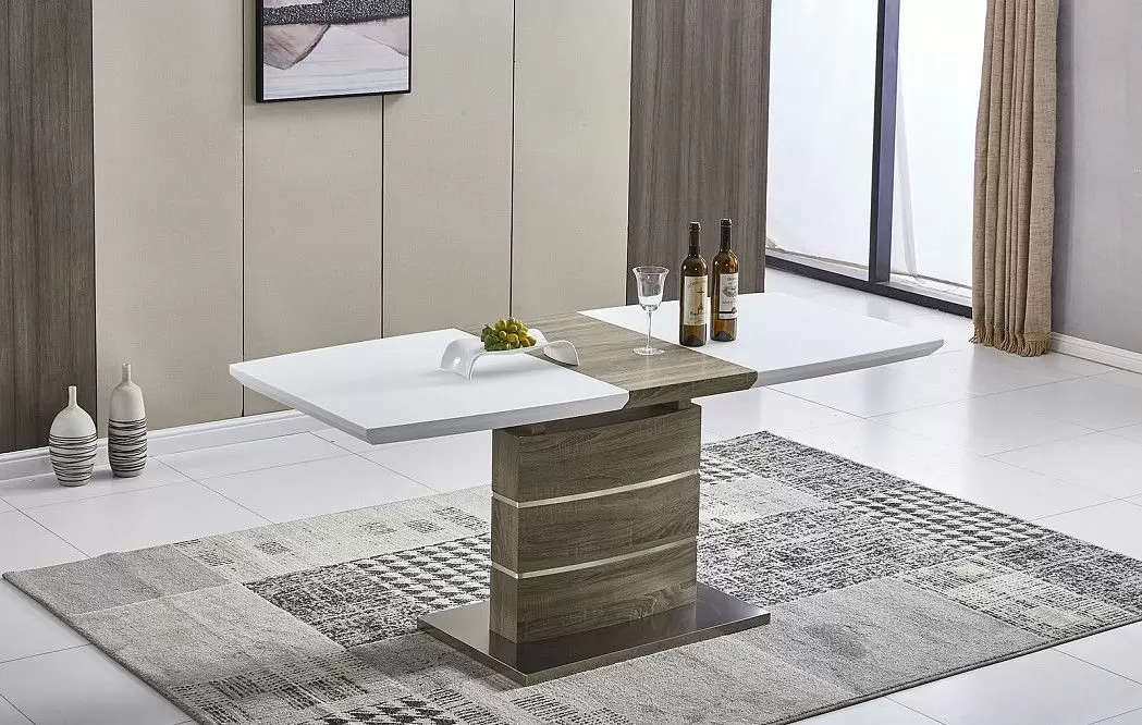 Стол раскладной Arioso Glass (140), белый/дуб - фото 7