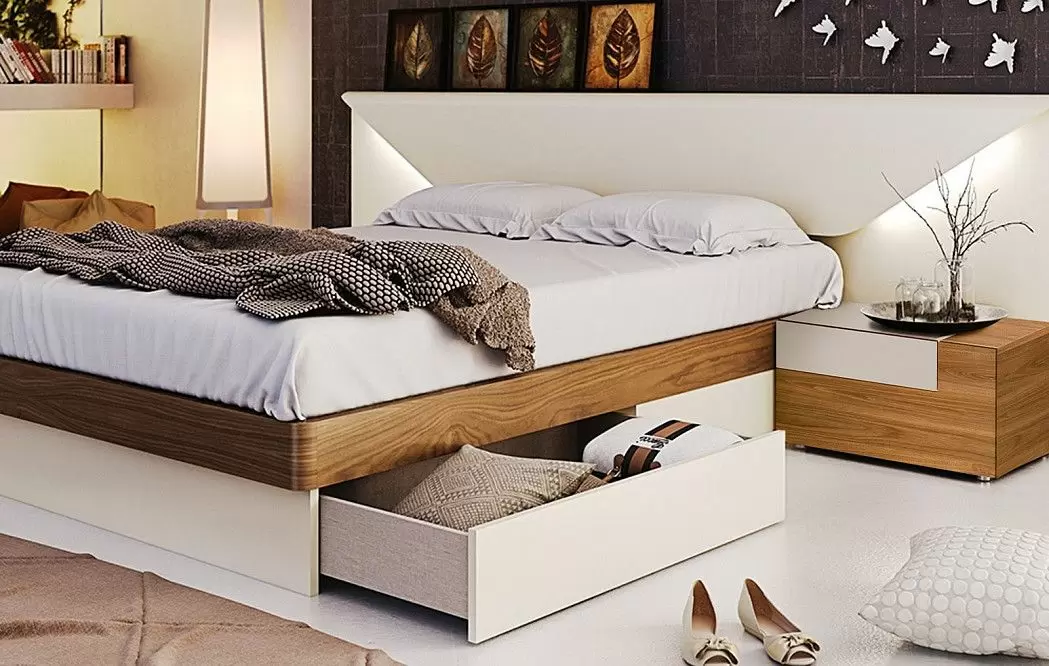 Кровать Almeria (с ящиками), песочный/орех - фото 9