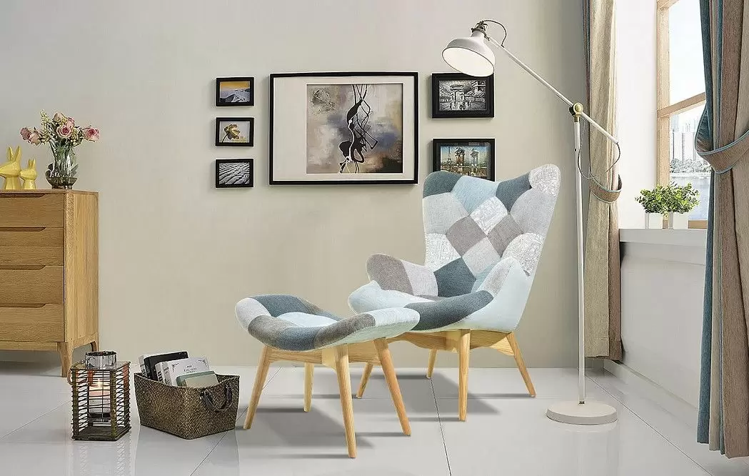 Оттоманка Contour, светлый пэчворк/ясень - фото 3