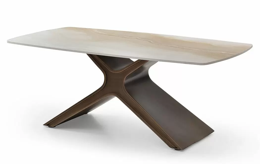 Стол журнальный Charlotta (120), бежевая керамика/бронза