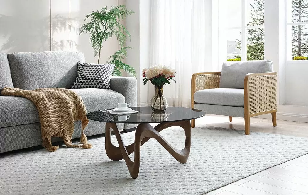 Стол журнальный Sea Glass, серое стекло/орех - фото 2