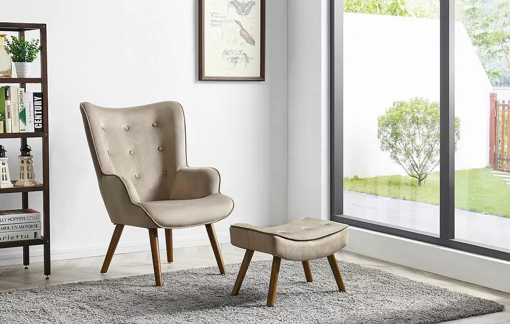 Оттоманка Hygge Classic, бежевый/орех - фото 2