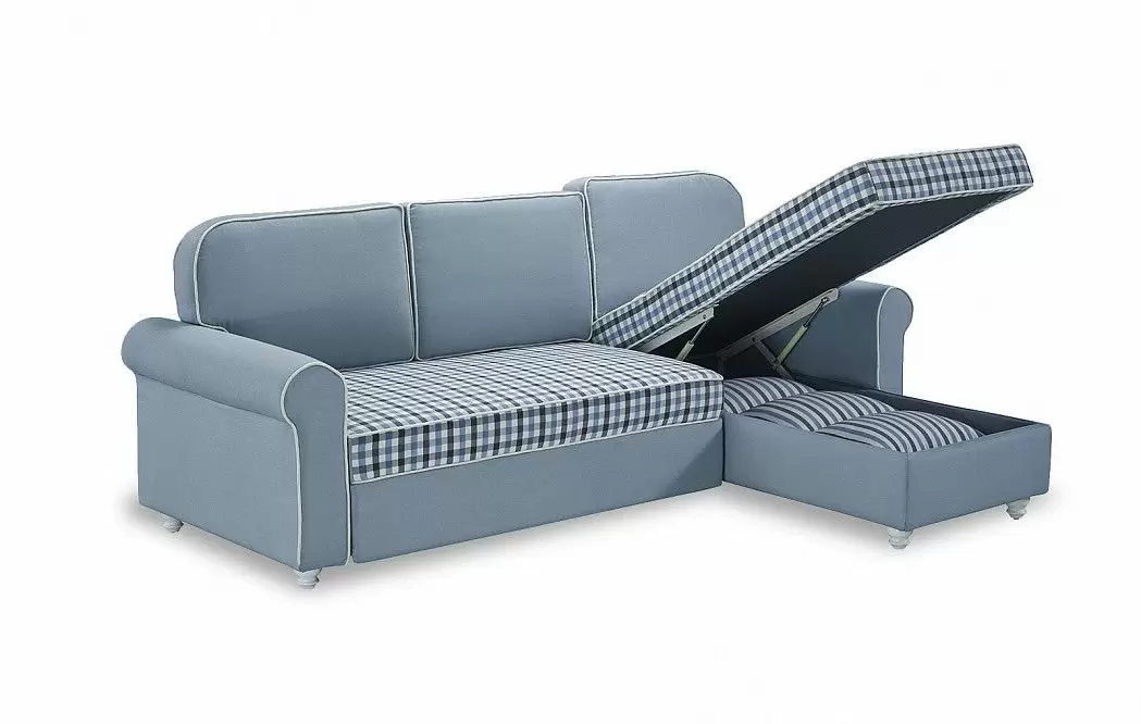 Диван-кровать Folk угловой (правый), голубой - фото 9