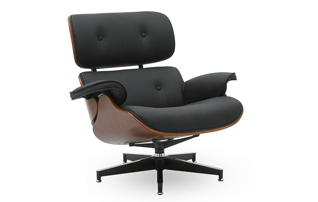 Комплект кресло и оттоманка Eames Lounge, черный/орех - фото 5