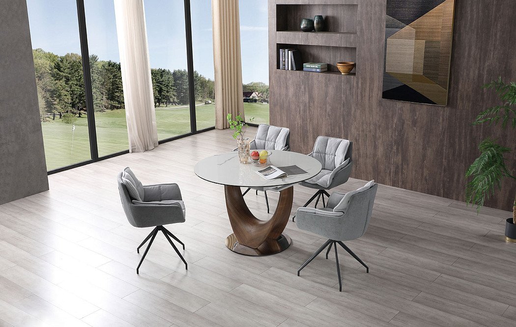 Стол раскладной Triumph 120-180, белая керамика/орех - фото 5