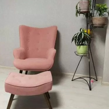 Кресло с оттоманкой Hygge, коралловый/орех IMG-20210213-WA0034.jpg