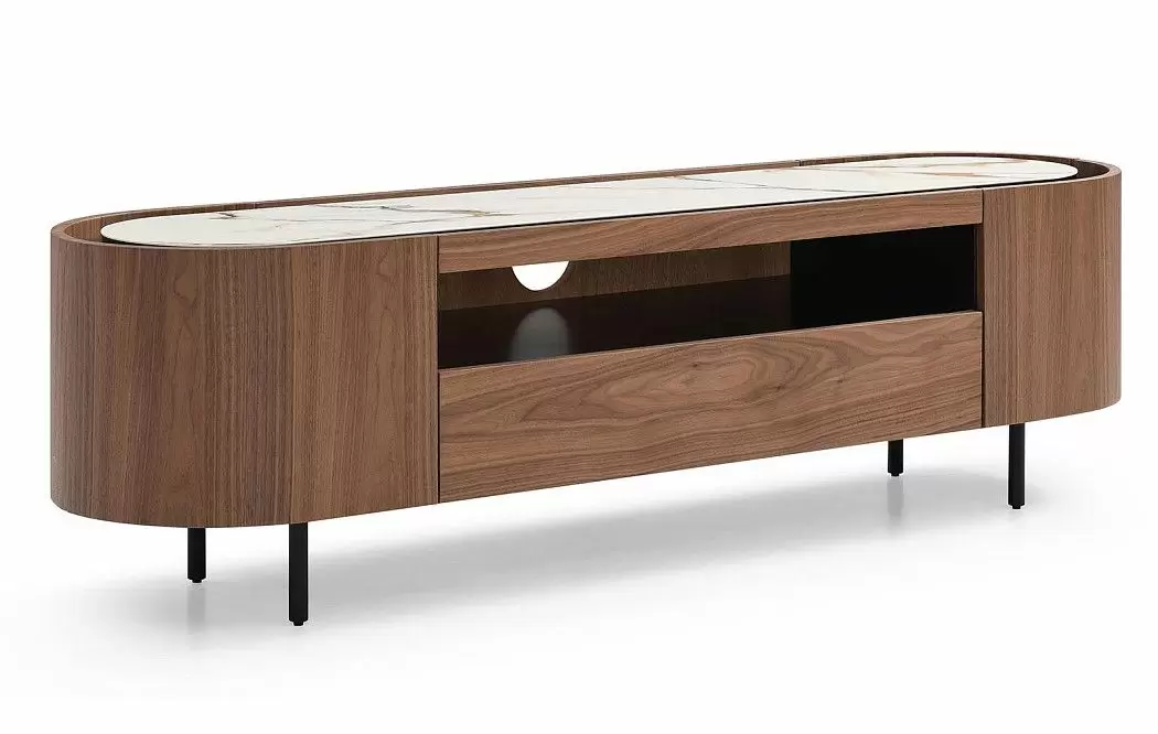 ТВ Тумба Angelica, белая керамика/орех - фото 4