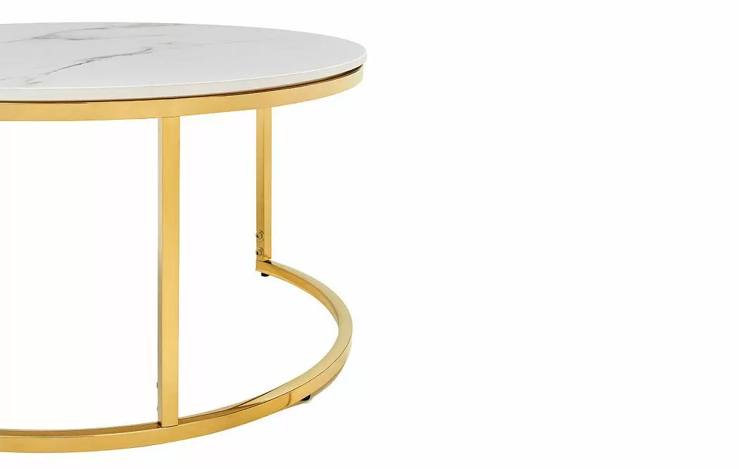 Набор из 2-х столов журнальных Nocturne, белая керамика/золото - фото 10