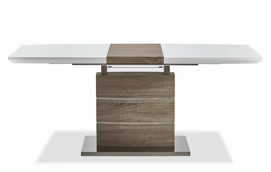 Стол раскладной Arioso Glass (140), белый/дуб - фото 12