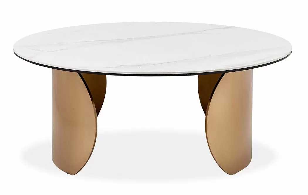 Стол журнальный Renato (90), белый камень/золото - фото 3