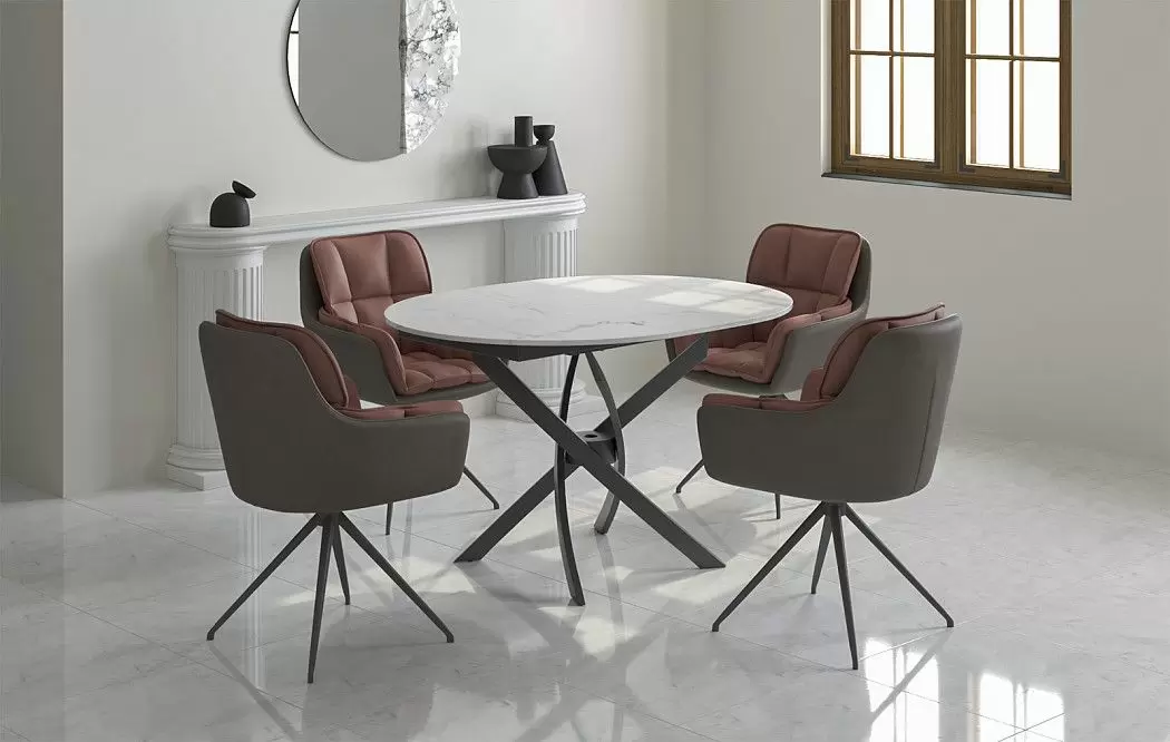 Стол раскладной Charly 100-129, светлый мраморный рисунок - фото 2