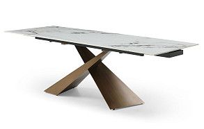 Стол раскладной Savoy Bronze 160-220, белая керамика/бронза