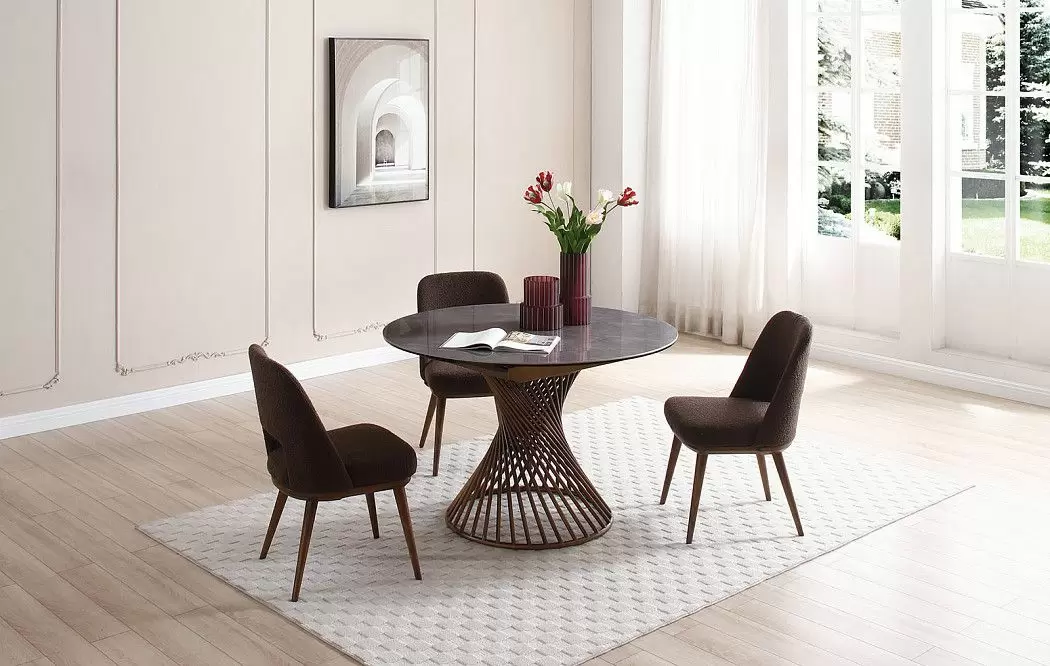 Стол раскладной Tornado Bronze 120-180, серая керамика/бронза - фото 5