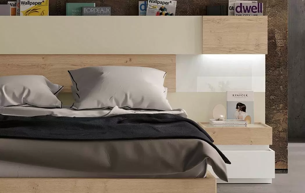 Комплект из кровати Print Inglete 180x200 и 2х тумб Top, дуб/белый - фото 8